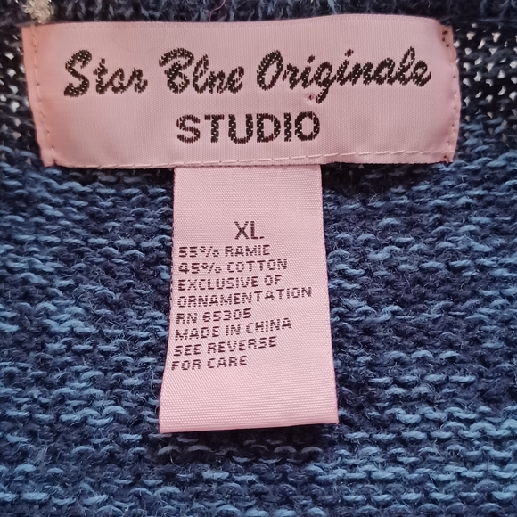 STAR BLUE ORIGINALS STUDIO UGLY VEST Size XL reindeer light dark blue zip - Picture 4 of 12